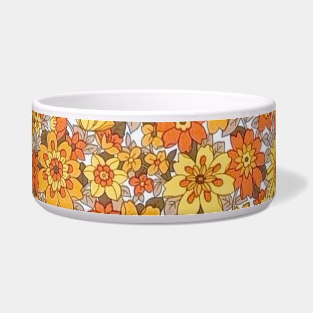 Orange and Yellow Daisies Pet Bowl (Front)