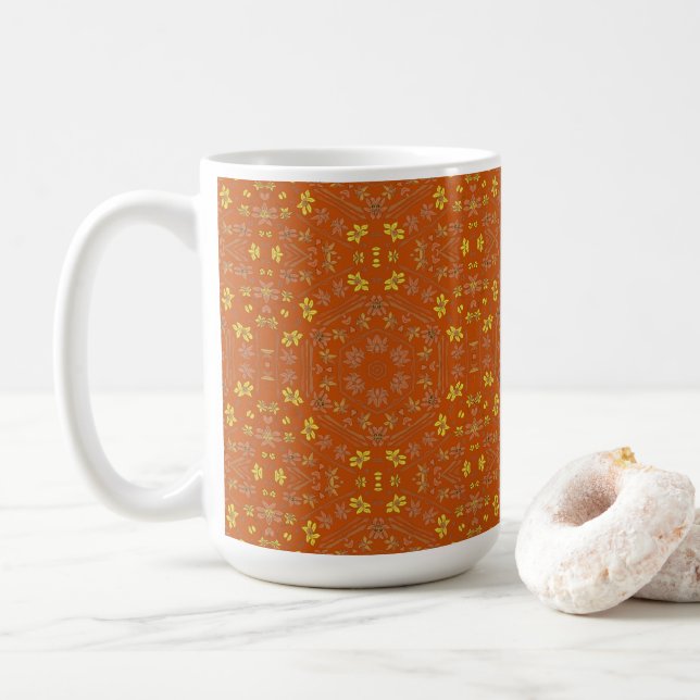 Orange and Yellow Design Big Mug (With Donut)