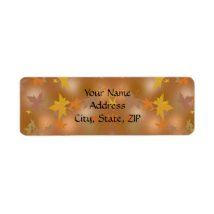 Orange and Yellow Fall Leaves on Taupe Return Address Label