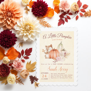 Orange and Yellow Fall Pumpkin Baby Shower  Invitation