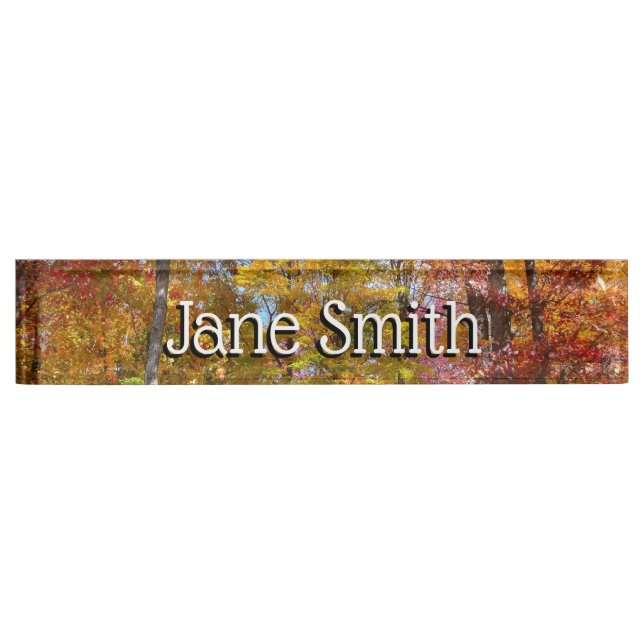 Orange and Yellow Fall Trees Autumn Photography Nameplate (Front)