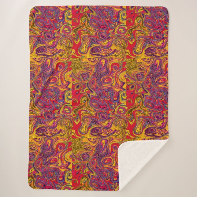 Orange and Yellow Fire Stone Sherpa Blanket (Front)
