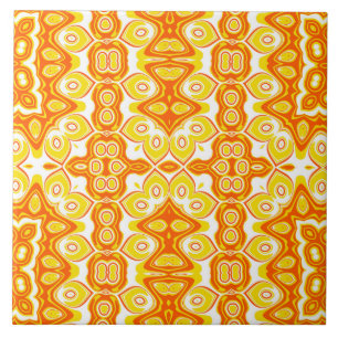 Orange and Yellow Geometric Pattern Ceramic Tile