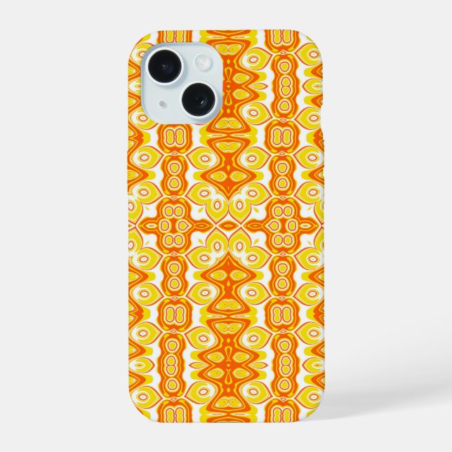 Orange and Yellow Geometric Pattern iPhone 15 Case (Back)