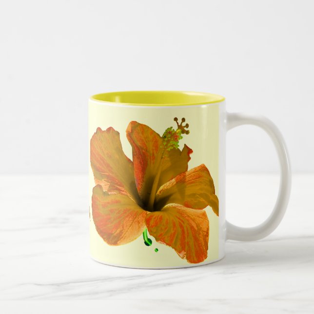 Orange and Yellow Hibiscus Two-Tone Coffee Mug (Right)