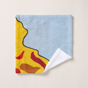 Orange and yellow illustration wash cloth