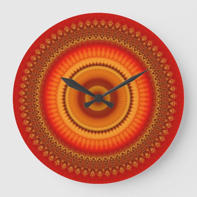 Orange and Yellow Mandala  Large Clock (Front)