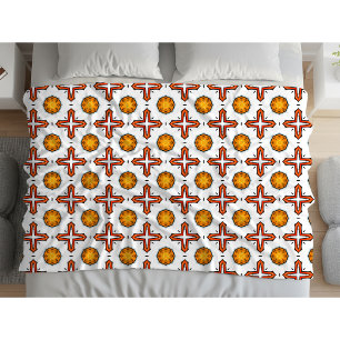 Orange and yellow mandala pattern  fleece blanket