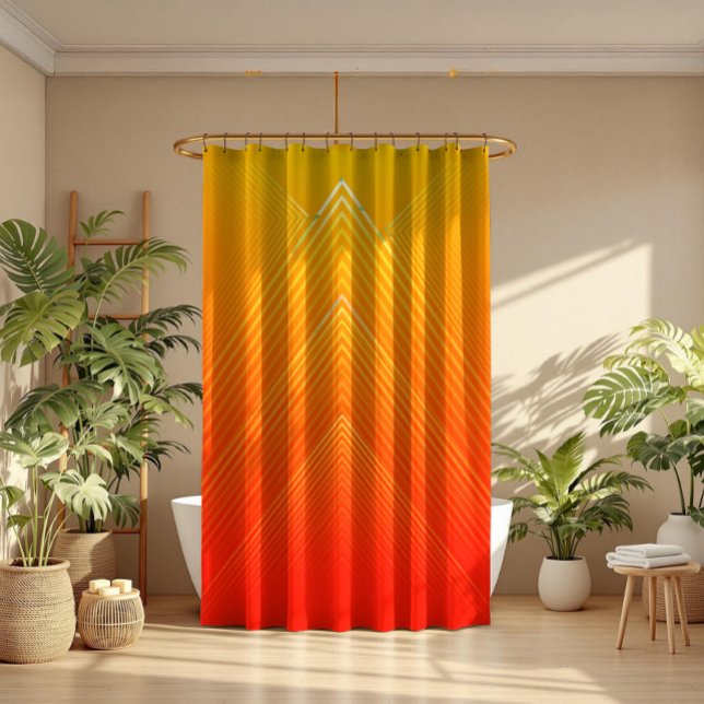 Orange and yellow ombre modern geometric design shower curtain (Creator Uploaded)