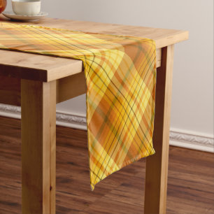 Orange and Yellow Plaid Short Table Runner