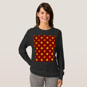 Orange and Yellow Polka Dots On Red T-Shirt