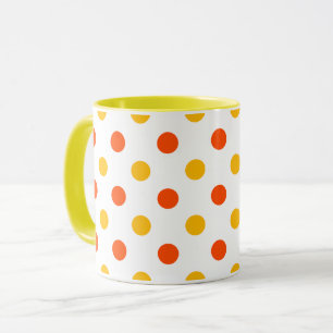 Orange and Yellow Polka Dots White  Mug