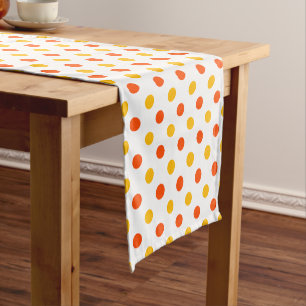 Orange and Yellow Polka Dots White Short Table Runner