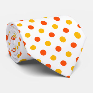 Orange and Yellow Polka Dots White Tie