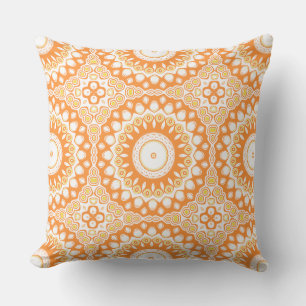 Orange and Yellow Radiant Mandala Pattern Cushion