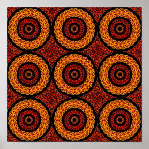 Orange and Yellow Retro Mandala Poster