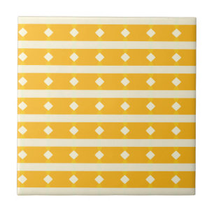 Orange and Yellow Retro Stripes Geometric Pattern Ceramic Tile