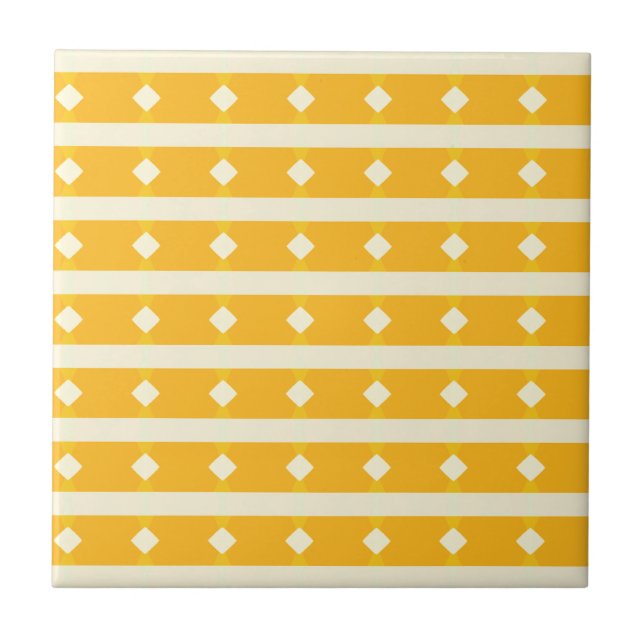 Orange and Yellow Retro Stripes Geometric Pattern Ceramic Tile (Front)