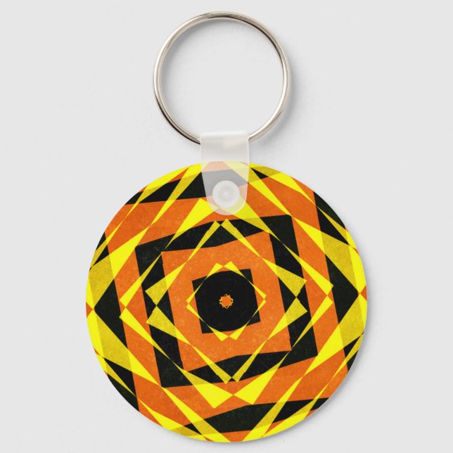 Orange and yellow striped diamond pattern key ring (Front)