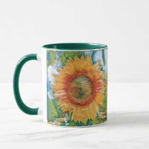Orange and yellow sunflower yellow flower painting mug
