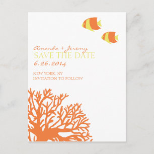 Orange and Yellow Tropical Fish  Save the Date Announcement Postcard