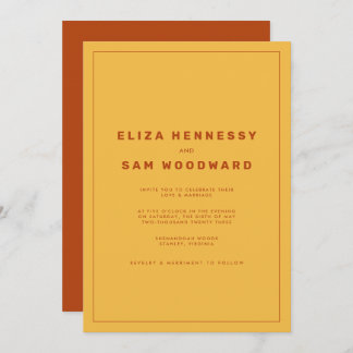 Orange and Yellow Wes Anderson Inspired Wedding Invitation