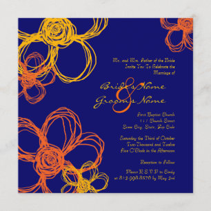 Orange and Yellow Wild Flowers Wedding Invitation