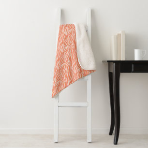 Orange Animal Print Sherpa Blanket