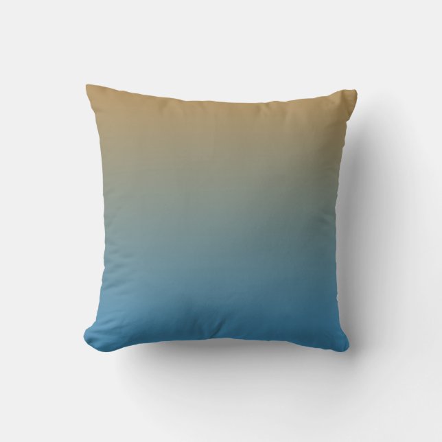 Orange Aqua Blue Ombre Cushion (Front)