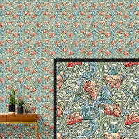 Orange Aqua Teal Blue Art Nouveau