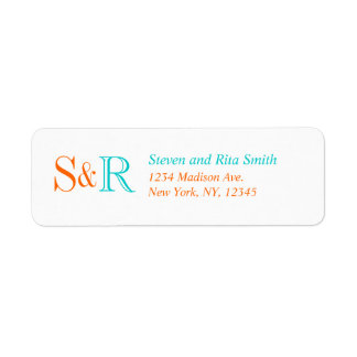Orange Aqua Two Monogram Return Address Labels