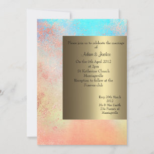 Orange Aqua Wedding invitations gold new