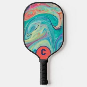 Orange, Aqua, Yellow, Blue & Pink Personalised Pickleball Paddle