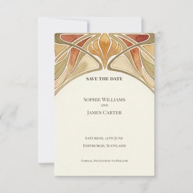 Orange Arch Nouveau Save The Date (Front)