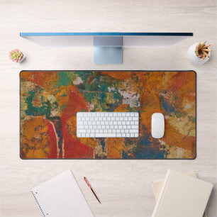 Orange Arches, A Gel Print Abstract Desk Mat