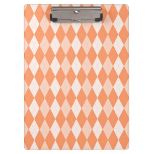 Orange Argyle Pastel Tangerine Small Diamond Shape Clipboard