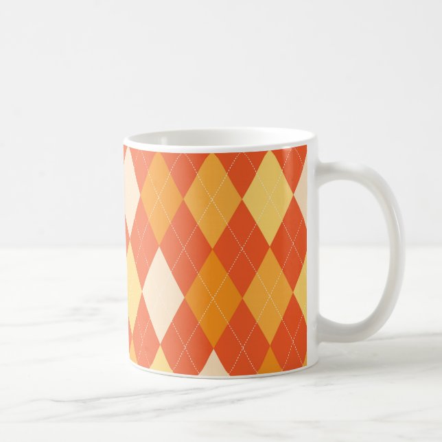 Orange argyle pattern coffee mug (Right)