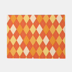 Orange argyle pattern doormat