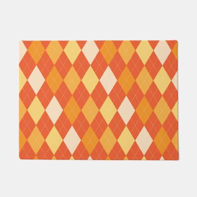 Orange argyle pattern doormat (Front)