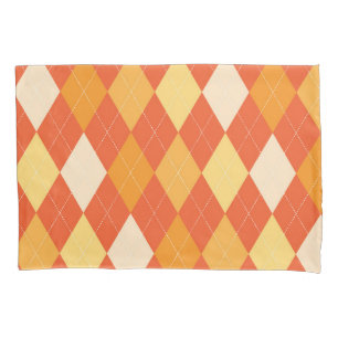 Orange argyle pattern pillowcase