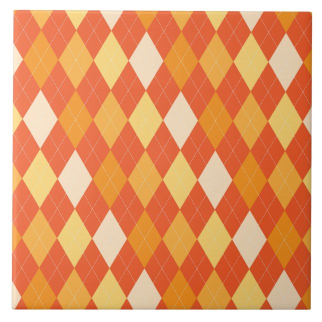 Orange argyle pattern tile (Front)