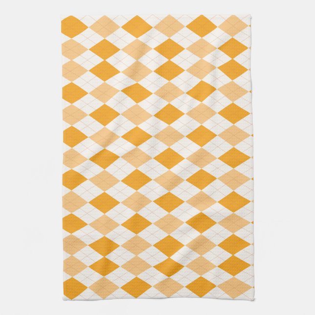 Orange Argyle Tea Towel (Vertical)