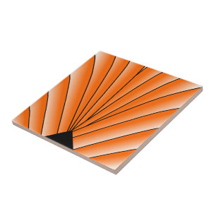 Orange Art Deco Design Ceramic Tile
