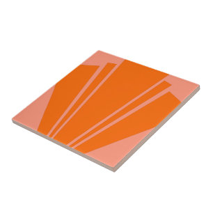 Orange Art Deco Design Ceramic Tile
