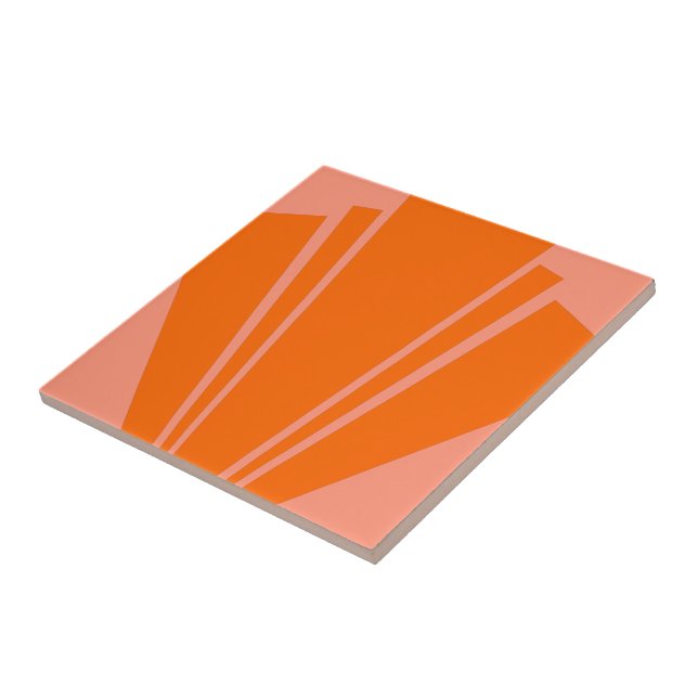 Orange Art Deco Design Ceramic Tile (Side)