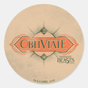 Orange Art Deco Obliviate Spell Graphic Classic Round Sticker