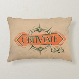Orange Art Deco Obliviate Spell Graphic Decorative Cushion