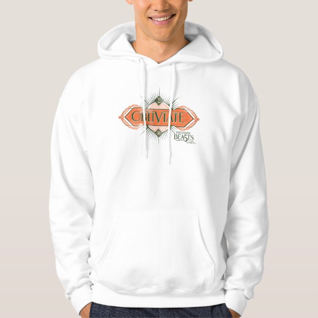 Orange Art Deco Obliviate Spell Graphic Hoodie (Front)