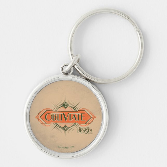Orange Art Deco Obliviate Spell Graphic Key Ring (Front)