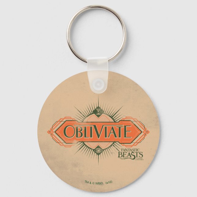 Orange Art Deco Obliviate Spell Graphic Key Ring (Front)